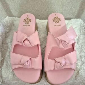 Sam & Libby Pink Platform Women's Slide Sandals..Size:9